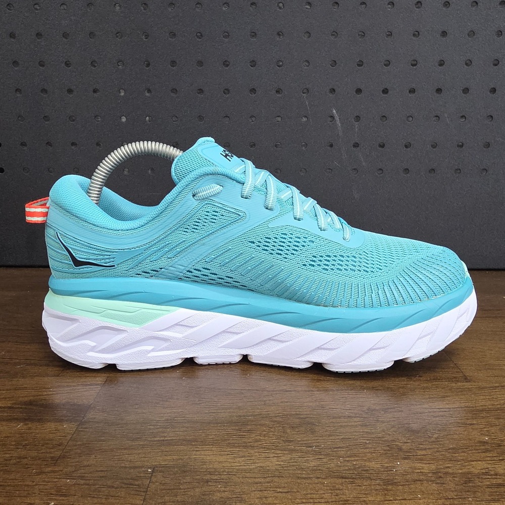 Hoka One One Bondi 7 Running Shoes Womens 8.5 Aquarelle Turquoise Mesh Road - Picture 8 of 13